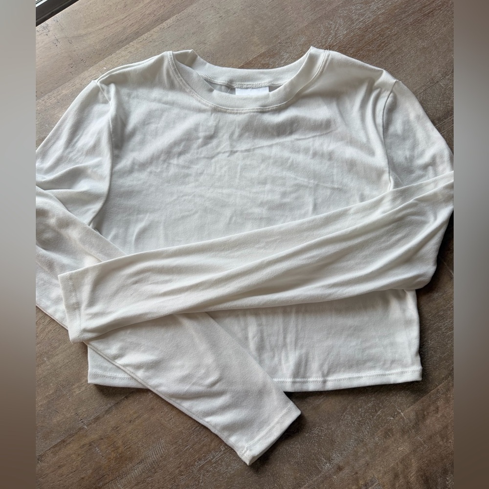 White Long Sleeve Crop Top